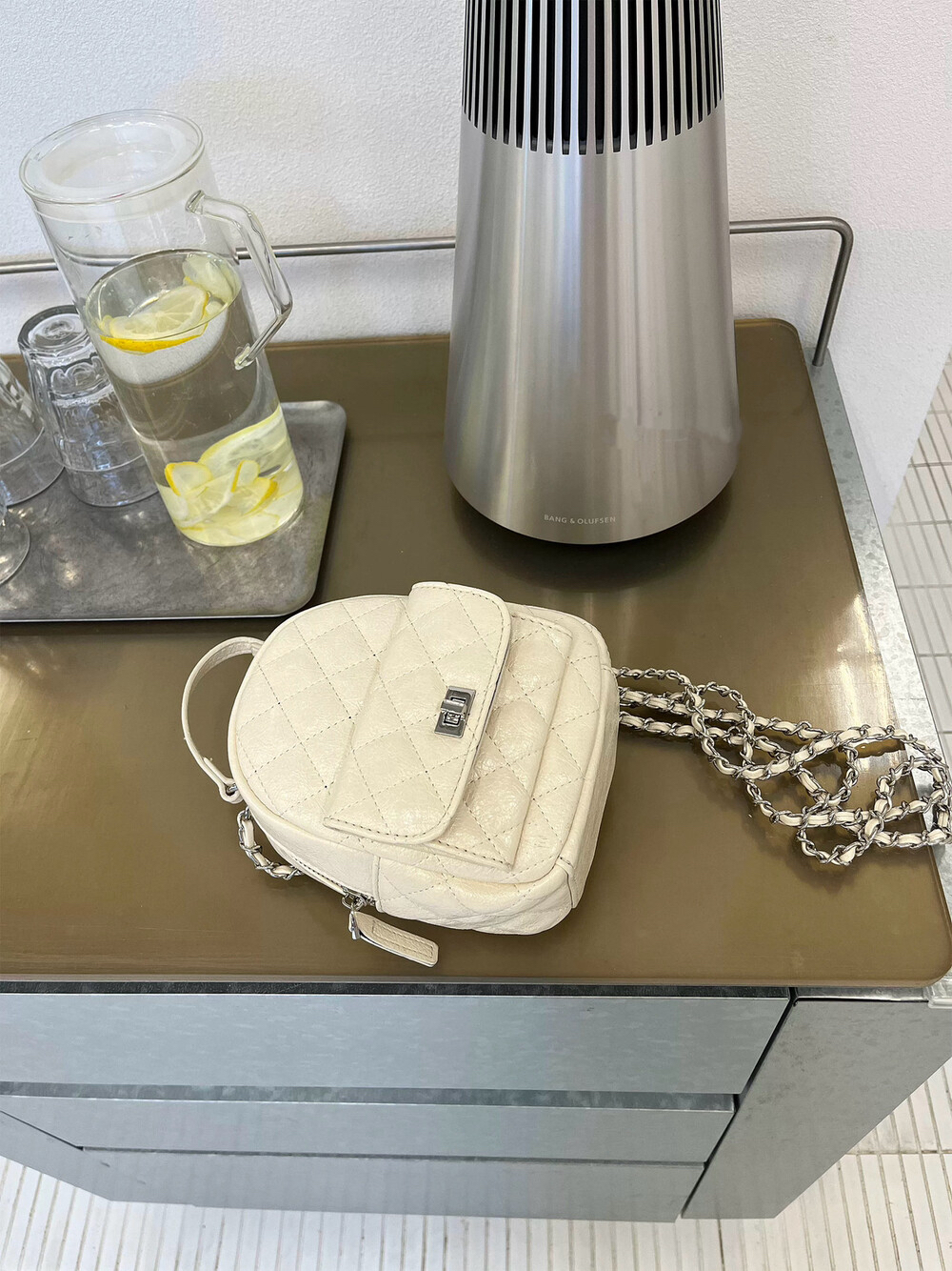 ANNA AMMONS Elegant Quilted Mini Backpack - Classic Chain Strap Shoulder Bag - ANNA AMMONS