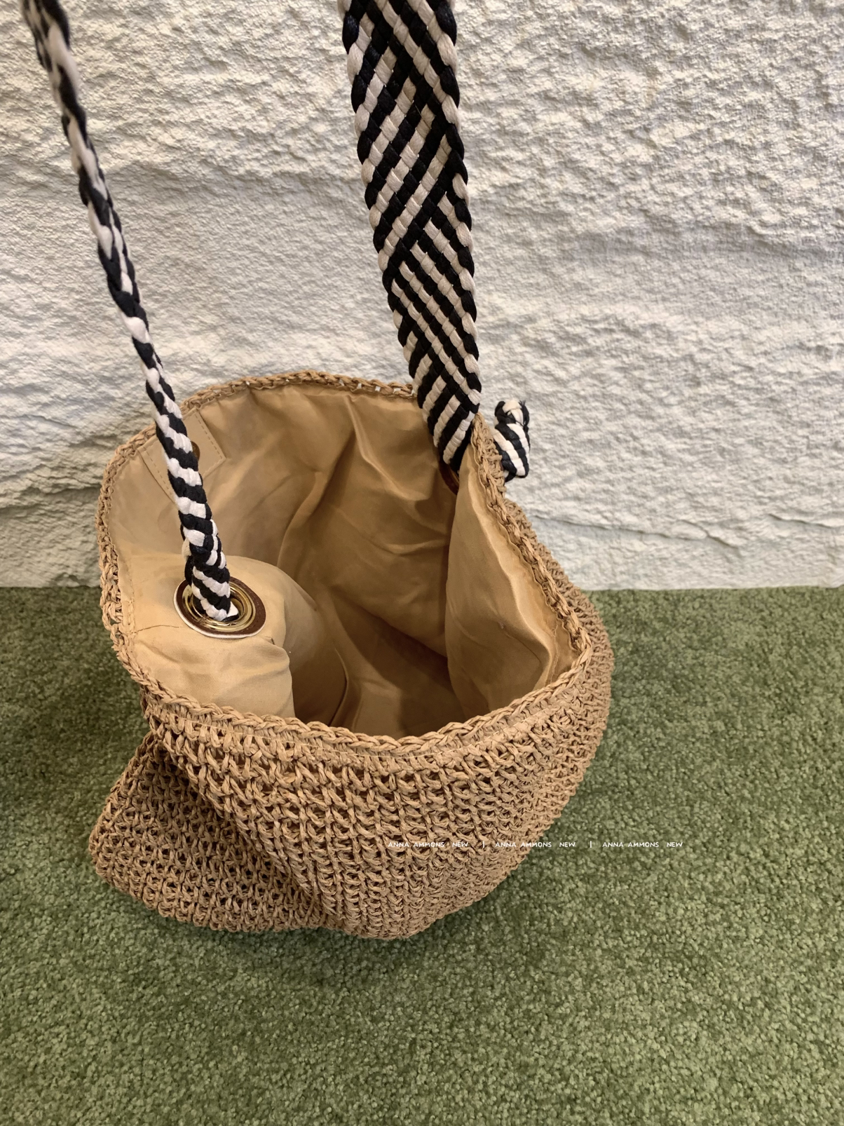 ANNA AMMONS Handwoven Straw Tote Bag - Retro Artisanal Summer Shoulder Bag - ANNA AMMONS